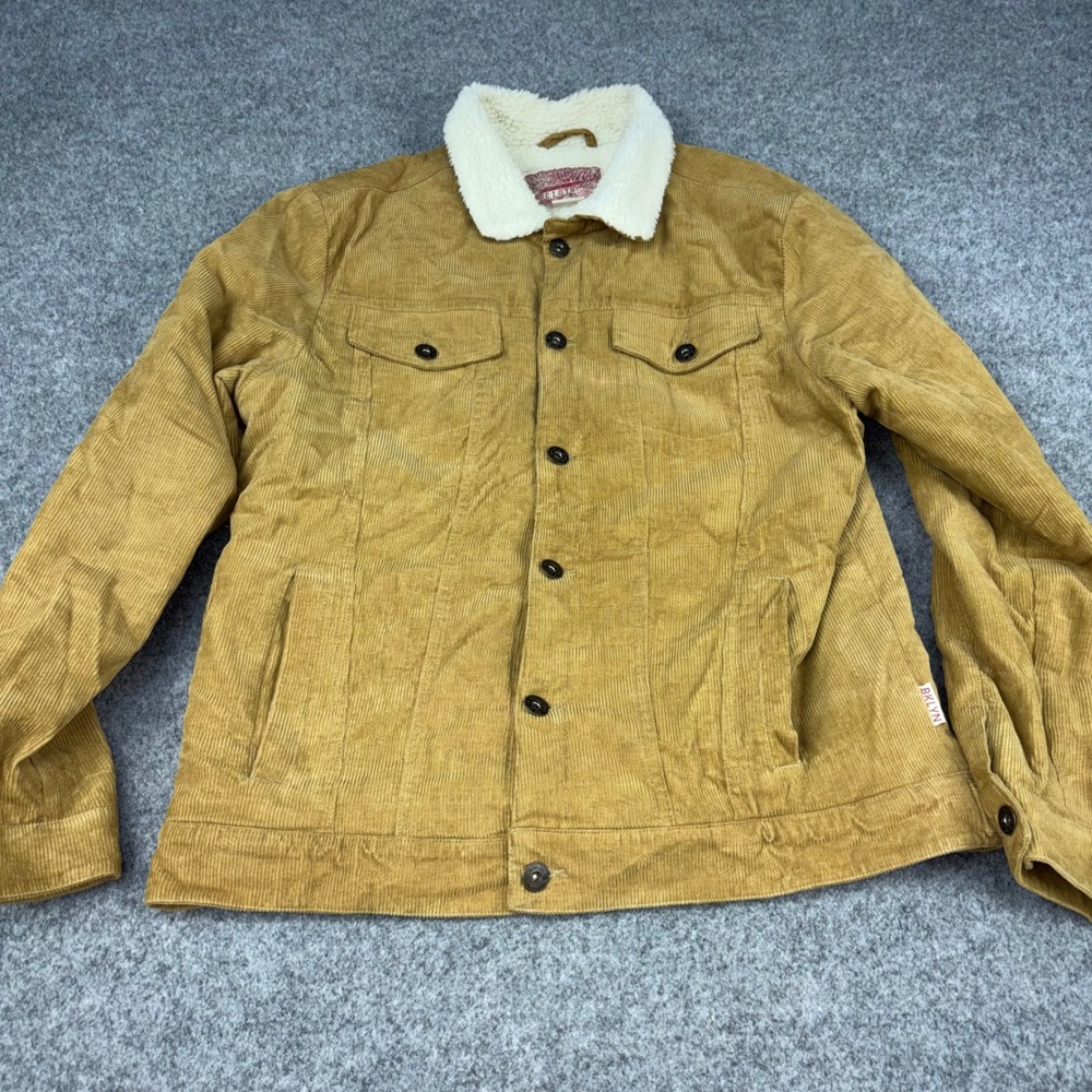 Brooklyn Cloth Corduroy Sherpa Jacket Womens Large Tan Brown Trucker Coat Warm L